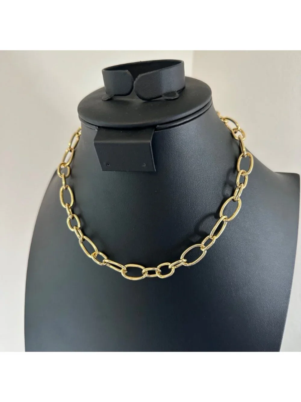 Chan Luu Gold Tone Chunky Chain Link Necklace Labradorite Hook Closure